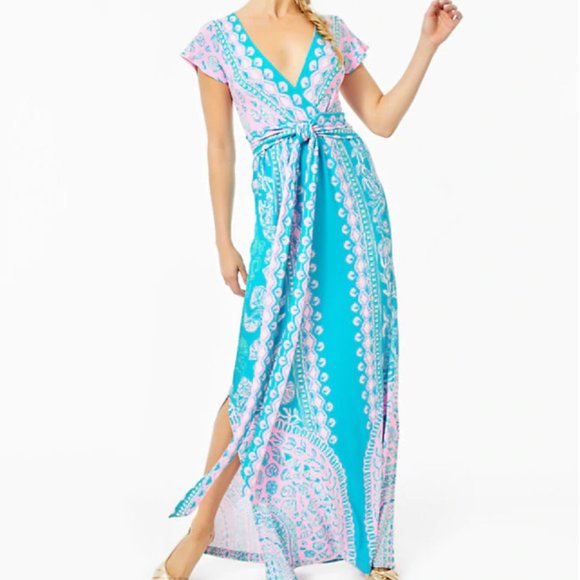 lilly pulitzer maxi dress with sleeves